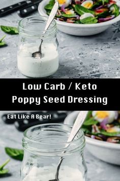 low carb keto poppy seed dressing in a mason jar