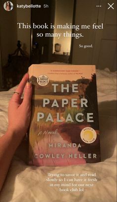 someone is reading the paper palace on their bed and it's about to be read