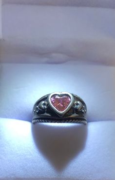 Beautiful Vintage Sterling Silver (.925) Pink Ice Heart Ring-Signed $ Size 8.5-9 Valentine's Day 925 Stamped Heart Ring, Vintage Heart Ring For Valentine's Day Promise, Vintage Silver Heart Ring For Valentine's Day, Vintage Heart Ring Stamped 925 For Valentine's Day, Vintage Sterling Silver Heart Cut Ring, Vintage Sterling Silver Heart Shaped Ring, Vintage Sterling Silver Heart Ring For Valentine's Day, Vintage 925 Stamped Heart Ring, Vintage Heart Ring Stamped 925