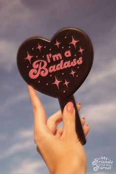 Heart Shaped Hand Mirror Pink and Black I'm A Badass - Etsy Guide Aesthetic, Julie Edwards, Heart Shaped Hands, Heart Aesthetic, Tall Mirror, Makeup Package, Beauty Aesthetic, Fashion Mirror, Handheld Mirror