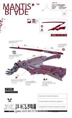 an image of a sci - fi fighter ship with parts labeled in red and white