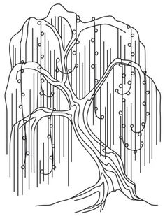 a drawing of a tree in the rain