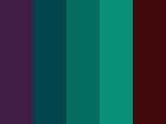 the color palette is purple, teal, and dark green with some red on it