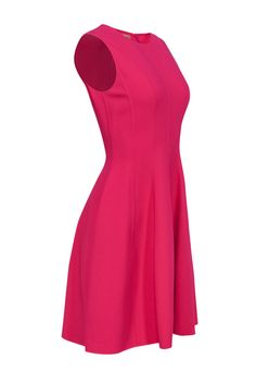 Pop in pink wherever you go with this bright and bold frock from Michael Kors Collection! Made in a classic fit and flare silhouette with a vibrant pink hue, this simple yet eye-catching piece is perfect for cocktail parties, networking events and everything in between! Add a hint of glitz with sparkly pumps and you’ll be sure to stun and shine! Size 4 96% Wool, 4% Spandex Made in Italy Concealed back zipper Unlined Fit and flare silhouette Round neckline Sleeveless Bust 32” Waist 28” Shoulder t Feminine Pink A-line Sleeveless Dress, Pink A-line Sleeveless Dress, Pink A-line Sleeveless Feminine Dress, Chic Pink A-line Sleeveless Dress, Pink Fitted A-line Sleeveless Dress, Pink Sleeveless Fit And Flare Dress, Pink Sleeveless Dress For Work, Pink Stretch A-line Dress, Chic Michael Kors Dress For Work