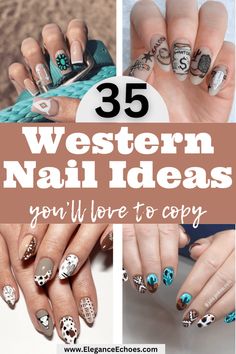 35 Western Nail Ideas for the Wild West Vibe Western Nails Designs, Western Nails Acrylic, Aztec Nail Designs, Gell Nails