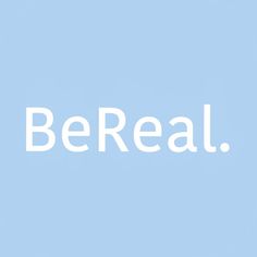 the word bereal is written in white on a blue background