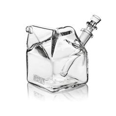 Glass bubbler pipe for smoking shaped like milk carton. Bubbler Pipe, Cool Pipes, Simpler Times, Heady Glass, Head Shop, Milk Carton, Puff And Pass, Dab Rig, Water Pipe