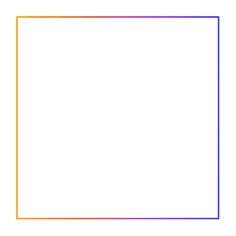 an orange, yellow and blue rectangle is shown in the middle of a square