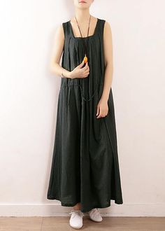 Loose Black Party Dress Summer Sleeveless Linen Dress Party Dress Summer, Black Party Dress, Sleeveless Linen Dress, Black Linen Dress, Black Party Dresses, Comfortable Room, Summer Party Dress, Black Party, Mid Dresses