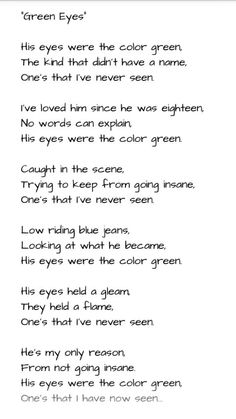 the poem is written in black and white with an image of green eyes on it