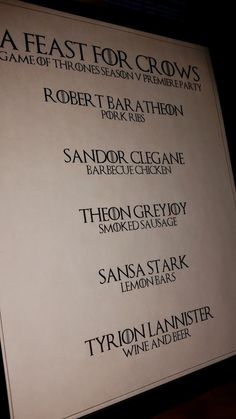 the game of thrones characters list