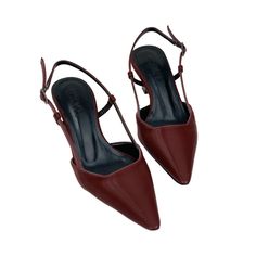 Women's Sedj Burgundy Silk Material Open Back Almond Heel Shoes 5.5 Cm - STREETMODE ™ Synthetic Pointed Toe Heels With Leather Sole, Synthetic Slingback Pumps With Red Sole, Synthetic Slingback Pumps With Red Sole And Round Toe, Classic Burgundy Almond Toe Heels, Burgundy Closed Toe Synthetic Heels, Elegant Burgundy Leather Slip-on Shoes, Adjustable Brown Slip-on Slingback Sandals, Burgundy Slip-on Loafers With Red Sole, Burgundy Leather Heels With 4-inch Heel