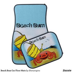 two beach bum mats with crabs on them