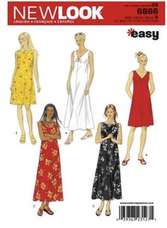 women's dresses and skirts sewing pattern from the new look book, easy to sew