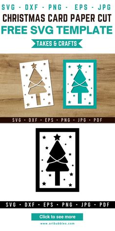 christmas card paper cut templates with trees and stars