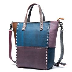 lang1:  Elevate your style with this stunning tote bag featuring multicolored soft leather panels and beautiful contrast stitching. Versatile, hardwearing, and stylish, it's the perfect accessory for any occasion. Size: 12.59'' x 8.2'' x 11.8'' (32cm x 21cm x 30cm) Internal features include an open side pocket for your tablet and a side zipper pocket for added organisation. Plus, it comes with an extra detachable adjustable shoulder strap for convenience. Please note that the colours in the pane Patchwork Hobo Bag For Everyday Use, Everyday Color Block Tote Bag, Daily Use Color Block Tote Shoulder Bag, Everyday Use Color Block Tote Bag, Color Block Tote Shoulder Bag For Daily Use, Daily Use Tote Shoulder Bag With Color Block, Multicolor Color Block Tote Shoulder Bag, Brown Color Block Bag For Daily Use, Daily Use Patchwork Satchel Hobo Bag