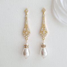 Bridal Jewelry Vintage Earrings, Vintage Wedding Earrings, Wedding Earrings Vintage, Rose Gold Bridal Earrings, Vintage Gold Earrings, Vintage Inspired Earrings, Pearl Earrings Wedding, Gold Bridal Earrings, Evening Outfit