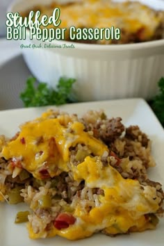 stuffed bell pepper casserole on a white plate