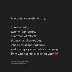 a black and white photo with the words, long distance relationship three words, twenty four letters, hundreds of efforts,