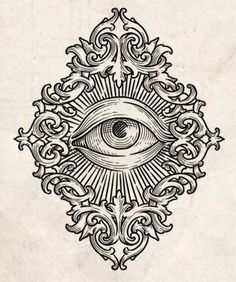 an all seeing eye surrounded by ornate designs