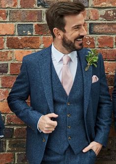 Wedding Suits Tweed, Blue Tweed Suit Wedding, Blue Wedding Suits For Men, Blue Tweed Wedding Suits, Blue Groomsmen Suits, Blue Tweed Suit, Mens Tweed Suit