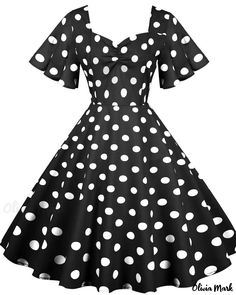 OliviaMark - Timeless Retro-inspired Vintage Travel Dress featuring Western-style Retro Wave Design, Elegant Short Sleeves, and Classic Polka Dot Long Swing Skirt Sweetheart Neckline Pattern, White Vintage Dress, Prom Midi Dress, Robes Vintage, Retro Mode, Travel Dress, Women's Evening Dresses, Vestidos Vintage, Dress For Short Women