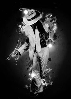 a black and white photo of a man wearing a cowboy hat with lights around him