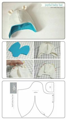 the instructions to make a hat with felt and buttons for children's clothing or baby clothes