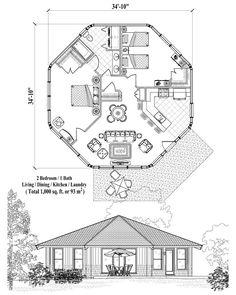 the floor plan for a small cabin