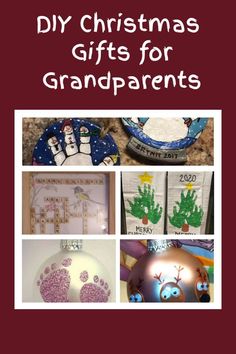 christmas gifts for grandparents with the words diy christmas gifts for grandparents written on them