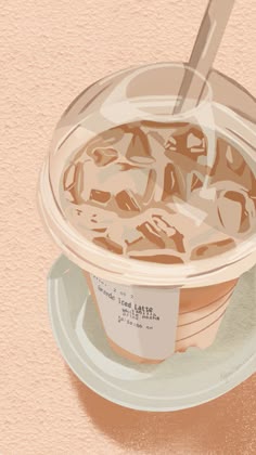 Coffee Drawing, Coffee Wallpaper, Coffee Illustration, Cute Pastel Wallpaper, Iced Latte, Simple Wallpapers, Kawaii Wallpaper, Cute Wallpaper Backgrounds