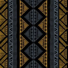 a black and gold pattern with different designs on it's sides, including triangles