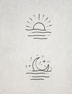 the sun and moon are drawn on paper