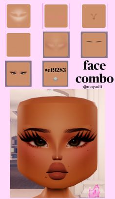 face combo/ inspo dti Mushroom Outfit, Estilo Emo, Bloxburg Decals Codes Wallpaper, Custom Makeup, Black Hair Roblox