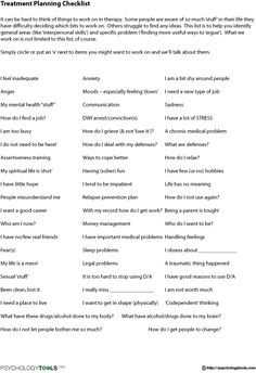 Treatment Planning Checklist Case Management Social Work, Therapy Notes, Counseling Techniques, Counseling Worksheets, Play Therapy Techniques, Clinical Social Work, Counseling Psychology, Mental Health Counseling, Counseling Activities