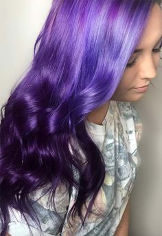 Pretty Haircolors, Hair Colour Purple, Dark Purple Hair Color Ideas, Permanent Purple Hair Dye, Colored Hairstyles, Lovely Hairstyles