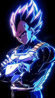 an animated image of gohan sitting on a stool with his arms crossed in front of him