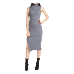 Nwot Vici Collection For Nordstrom Ribbed Sweater Mock Neck Sleeveless Midi Dress, Available In Small And Large In Grey Flaunt Every Curve In This Sassy Mock-Neck Midi Dress Made From Stretchy Ribbed Fabric With An Asymmetric Hem And Sultry Leg Slit. Mock Neck Sleeveless 50% Viscose, 28% Nylon, 22% Polyester Hand Wash, Dry Flat Brand New With Tags, Zero Flaws. Simple Long Black Dress, Black Tiered Dress, White Tulle Dress, Vici Dress, High Low Midi Dress, Rib Sweater, Vici Collection, Boho Midi Dress, Midi Ruffle Dress