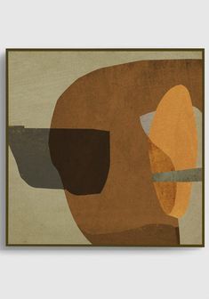 an abstract painting with brown, yellow and green colors