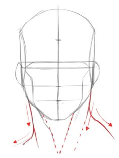 how to draw the head and shoulders of a man with red arrows in his hair