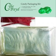 candy packaging kit with green plastic wrapper