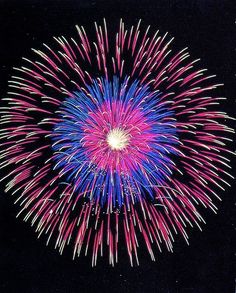 colorful fireworks exploding in the night sky with black back ground and white border around it