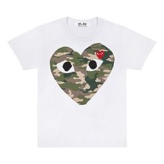 CDG Play Tee White T-shirt Bape Heart Shirt, Commes Des Garcons Outfit, Commes Des Garcons, Comme Des Garcons T Shirt, Camo Heart, Cdg Shirt, Bape Shirt, Cdg Play, Play Comme Des Garcons