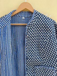 Indigo Handmade Reversible Cotton Jacket for Women , Women Clothing , New Collection - Etsy Indigo Cotton Patchwork Outerwear, Reversible Clothing, Kurtis Tops, Womens Jackets, Jacket For Women, Life Jacket, Fabric Patch, Patchwork Designs, Cotton Jacket