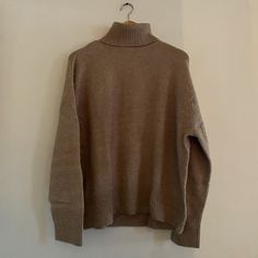 Brand New, Never Worn, Knit Wooly Turtleneck H&m Everyday Fall Tops, H&m Brown Tops For Fall, H&m Casual Beige Sweater, Casual Beige H&m Sweater, Brown Turtleneck, Tan Brown, Colorful Sweaters, Turtleneck Sweater, Camel