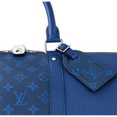 LOUIS VUITTON® - Keepall Bandoulière 50 - Cobalt Louis Vuitton Keepall, Pacific Blue, Louis Vuitton Official, Short Trip, Luxury Handbags, Travel Bag, Cowhide Leather, Adjustable Straps, 50 %