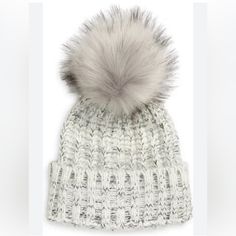 Kyi Kyi Women’s Knitted Faux Fur Pom Pom Hat, Silver, One Size Color: Silver Details & Care A Soft Faux-Fur Pompom Crowns This Chunky Ribbed Beanie That Adds Extra Warming To Your Ears With A Fold-Over Cuff. 100% Acrylic With 80% Acrylic, 20% Polyester Faux-Fur Pompom Dry Clean Made In Canada New With Tags Retail Value:$74.25 Kyi Kyi, Fur Pom Pom Hat, Edgy Dress, Winter Accessories Fashion, Grey Fur, Women Fashion Edgy, Chunky Wool, Faux Fur Pom Pom, Silver Fox