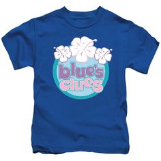 Blue's Clues Hawaiian Flowers Juvenile 18/1 Cotton Short-Sleeve T-Shirt Blue's Clues, Blues Clues, Hawaiian Flowers, Kids Graphic Tees, Graphic Tee Shirts, Clue, Cotton Shorts, Kids Tshirts, Royal Blue