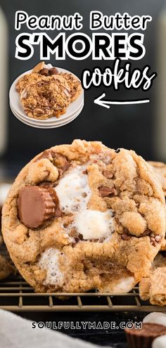 peanut butter s'mores cookies on a cooling rack