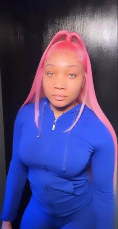 Black And Pink Wigs For Black Women, Pink Wig Hairstyles, Pink Wig Install, Black And Pink Frontal Wig, Pink And Black Wig Black Women, 2 Tone Pink Wig, Hello 16, Baddie Halloween, Neon Pink Frontal Wig